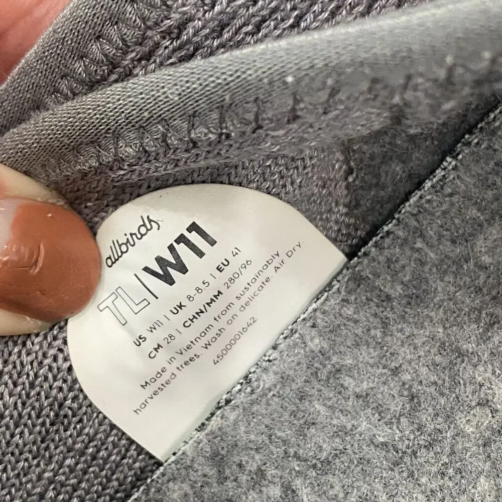 Allbirds Women’s Size 11 TL Tree Loungers Gray Knit Slip On Shoes Sneakers